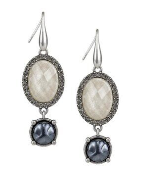 PATRICIA NASH Italian Oval Double Drop Earrings Eclectic Stone NWT